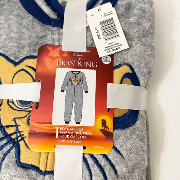 Disney The Lion King Simba Kids Boys Sleeper Zippered Fleece XS 4/5 - Picture 15 of 16